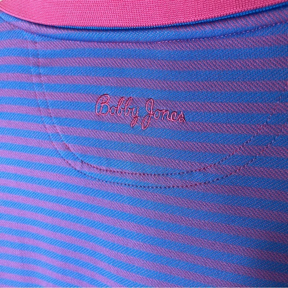 Bobby Jones X-H2O Golf Polo Short Sleeve Pink Blue Striped Size Medium - Picture 4 of 7